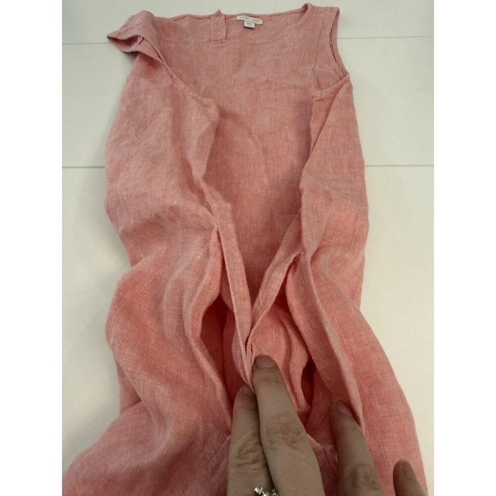 J Jill Dress Women Love Linen Pockets Boho Relaxed Lightweight pink Large petite - Picture 11 of 12